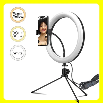 

Selfie Makeup Photo LED Ring Light with Metal Tripod Stand Dimmable Camera Phone Circular Ring Lamp light YouTube TikTok Video