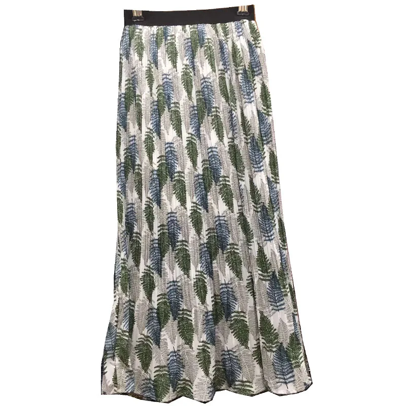 Плиссированная юбка с цветочным рисунком; последняя Корейская версия длинной и средней юбки; очень яркая юбка с эластичной резинкой на талии