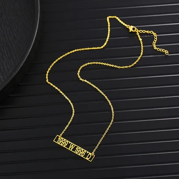 

Personalized Custom Necklace Gold Stainless Steel Hollow Pendant Choker For Women Customized Nameplate Date Coordinate Necklaces