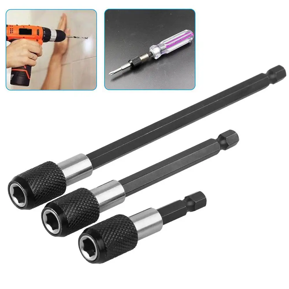 

3Pcs Magnetic Screwdriver Extension Quick Release 1/4in Hex Shank Holder Drill Bit Hand Tools