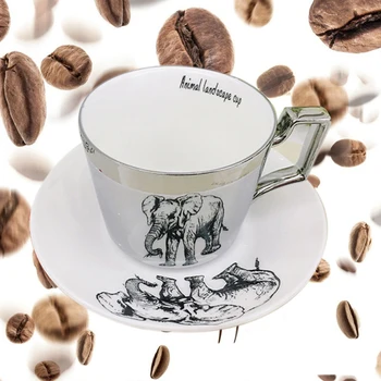 

The Mirror Collection Animal Reflection cup Elephant anamorphic cup Swan mug Tiger Luxury Bone China Drinkware mug