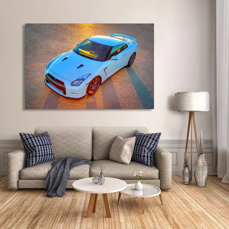 Современные художественные декоративные картины Supercars Nissan 2013 GT R металлическая настенная Картина на холсте плакаты и принты Декор для гостиной
