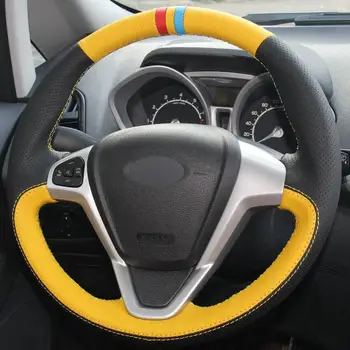 

Hand Sewing Car Steering Wheel Cover Individual Customize of Multi Suede Leather for Ford Fiesta Ecosport 2008-2013