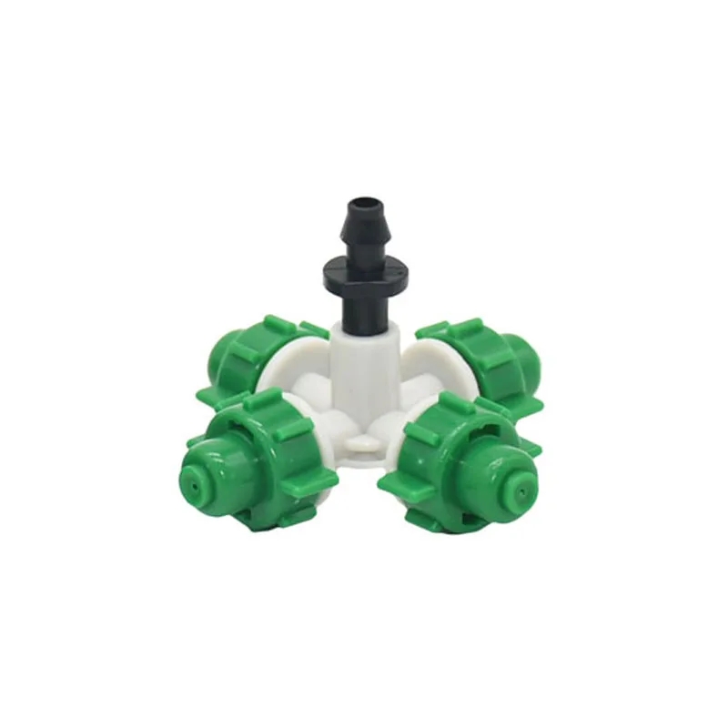 Greenhouse Cross Misting Nozzle 4-way Hanging Anti Drip Misting Nozzle With 1/4" Barb Threaded Connector 1set
