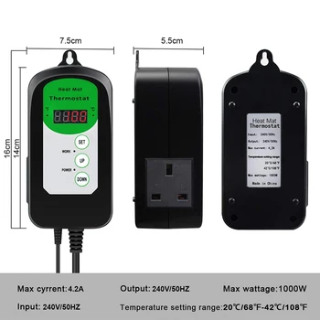

20-42 Celsius Thermostat Controller Digital Screen With A Temperature Needle For Seed Germination Reptiles Brewing The Heat Mat