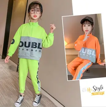 

New baby sports suit children's letter printing contrast stitching sweater sweatpants two-piece baby children's clothing