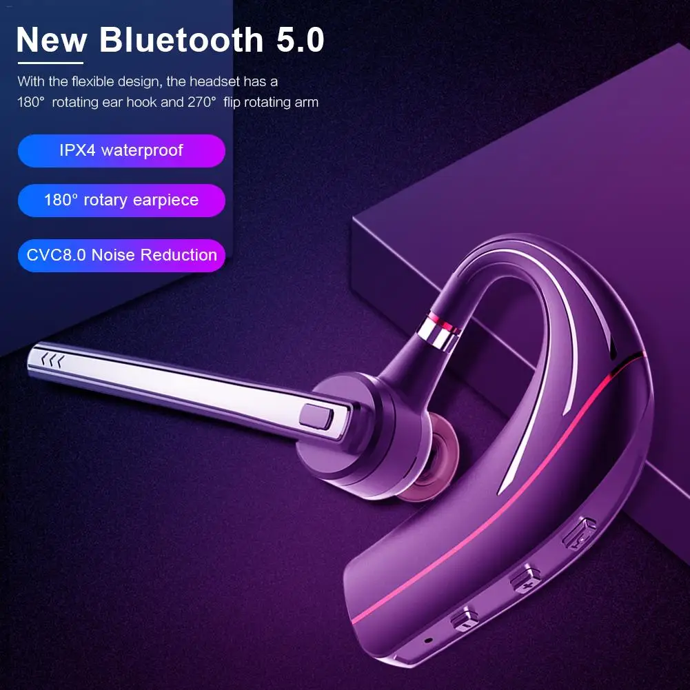 B1 Bluetooth наушники 5,0 гарнитура одиночный Заушник наушники передатчик с CVC8.0 Шумоподавление для спорта и бизнеса