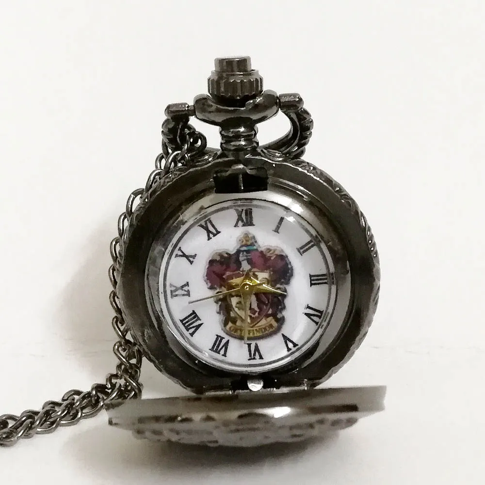 Small Black Lion 12 Черный Ретро hp Hogwarts Gryffindor школьный цветной циферблат кварцевые карманные часы Аналоговые в виде кулона ожерелье Мужские Женские часы Reloj - Цвет: Small Black Lion 12
