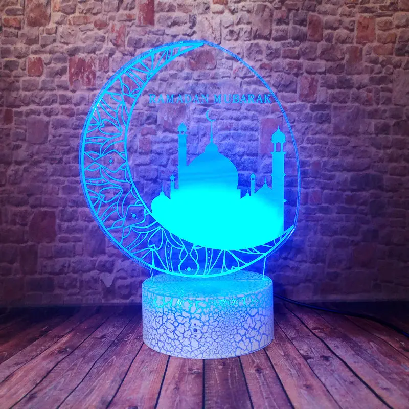 Eid Mubarak Модель 3D иллюзия светодиодный настольный ночной Светильник красочный светильник исламский Рамадан Mubarak флэш-игрушки для вечерние