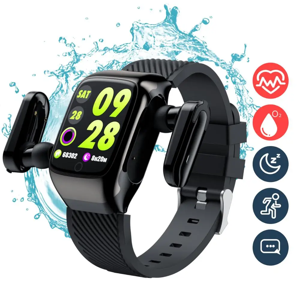

2 in 1 Bluetooth Earphones Smart Watch Heart Rate Monitor Sport Bracelet,TWS Wireless Earbuds Smart Watch
