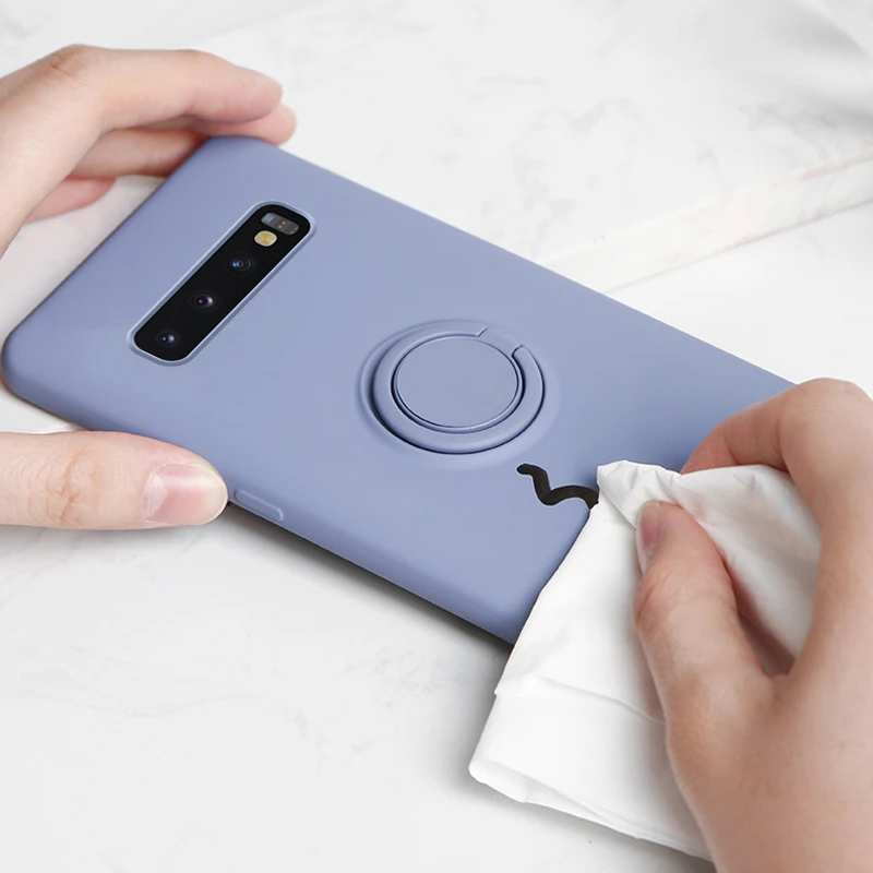 Силиконовый чехол с металлическим кольцом для samsung Galaxy A50 A70 A50S A70S Note 10 Pro 9 S10 E S10E S9 S8 Plus, мягкий силиконовый защитный чехол для телефона