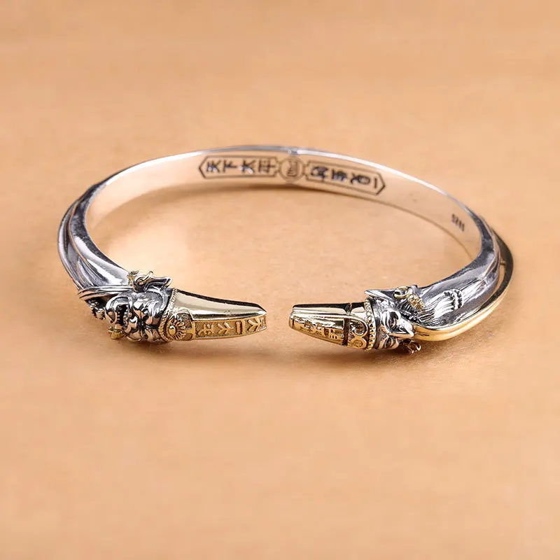 Bangle Наборы ювелирных украшений для мужчин без угли, преисподние призраков, крутые Экзотические Подвески, кольцо, браслет из серебра 925 пробы, хорошее ювелирное изделие в готическом стиле для мужчин S08 - Цвет камня: Bangle