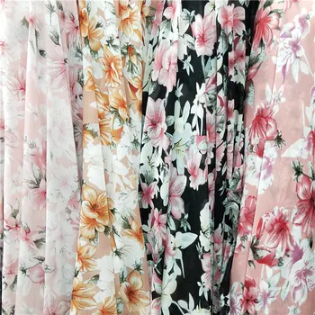 

Floral Print High-Grade Chiffon Imported Fabric Spring and Summer Floral Skirt High Waist Dress Elegant Drape Fabric