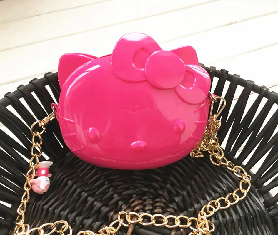 

Children's Bag Princess Hello Kitty Package Silicone Girls KT Jelly Package Chain Cute Foreign Shoulder Shoulder Messenger Bag