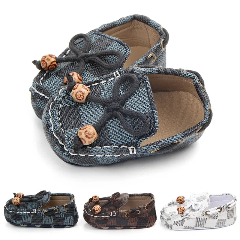 

Baby Shoes Canvas Boy Classical Toddler First Walker Soft Sole Crib Shoes Newborn Sapatos Lace-up Checkered Shoes Moccansins