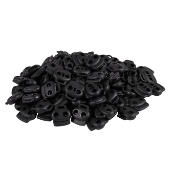 

Dual Holes Cord Lock Stopper Toggles Spring Fastener 100 Pcs Black