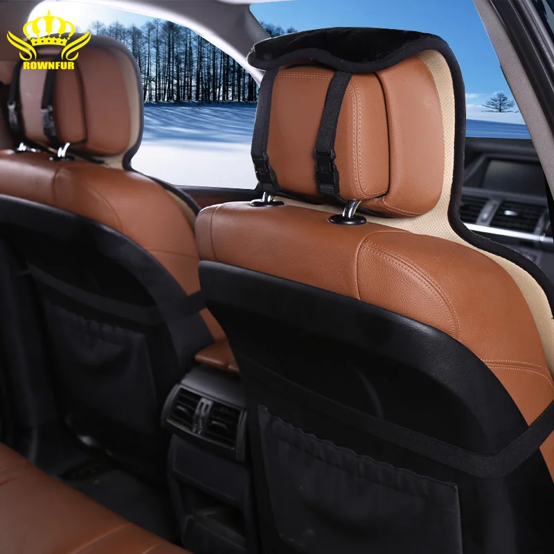 car seat covers set  black faux fur cute car  interior accessories cushion styling winter new plush car  pad seat covers for car