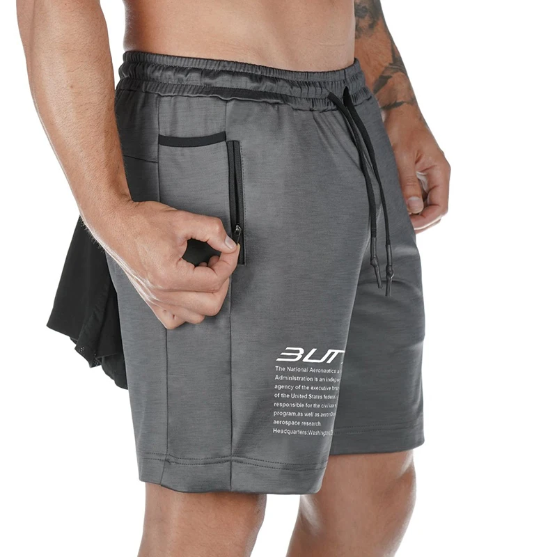Бермуды мужские шорты для фитнеса летние новые мужские дышащие быстросохнущие спортивные шорты для фитнеса спортивные шорты с карманами - Цвет: Dark gray