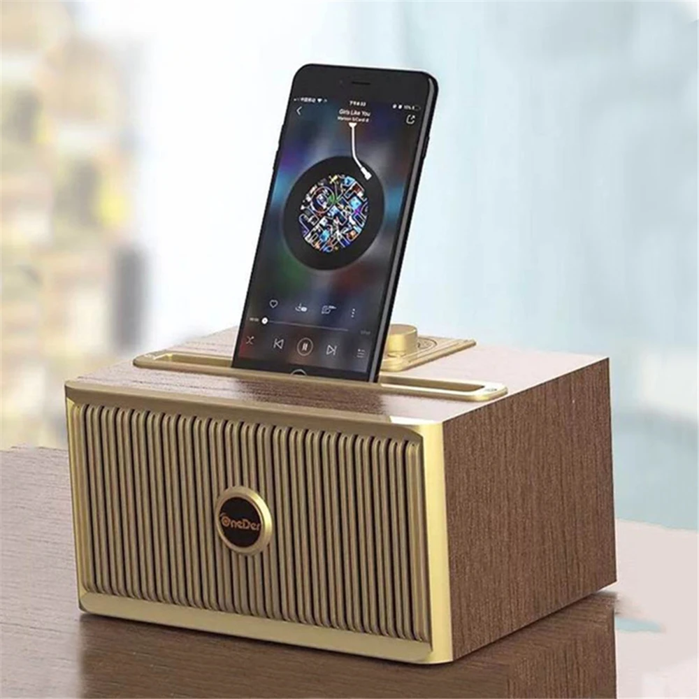 OneDer V6 Ретро Радио Портативный Bluetooth мини динамик с fm-радио водонепроницаемый сабвуфер беспроводной громкий динамик s& держатель телефона