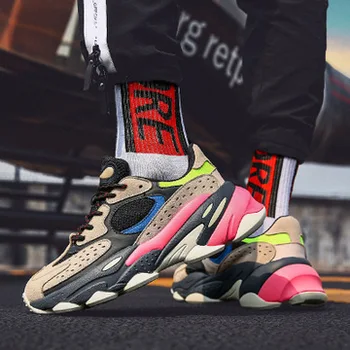 

2019 new autumn and winter men's sports shoes breathable wild trend thick bottom running shoes