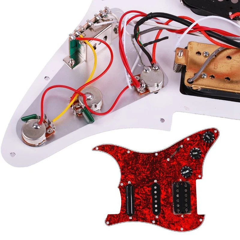 Гитара Pickguard 3-Ply SSH загружен Prewired Humbucker Pickguard набор звукоснимателей для Strat ST электрогитара Red Pearl