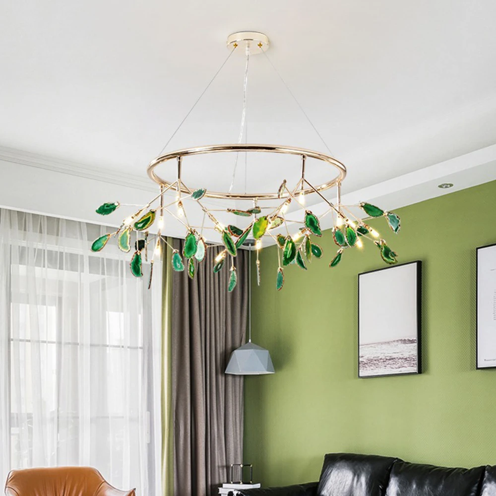 20 lights green2 Креативный Агат Светлячок кристалл Led Люстра Освещение G4 люстры потолочный блеск Lamparas для столовой красочные - Цвет абажура: 20 lights green2