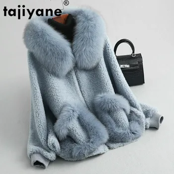 

Fox Fur Hooded Real Fur Coat Wool Jacket Autumn Winter Coat Women Clothes 2019 Korean Vintage Sheep Shearling Suede Lining T3506