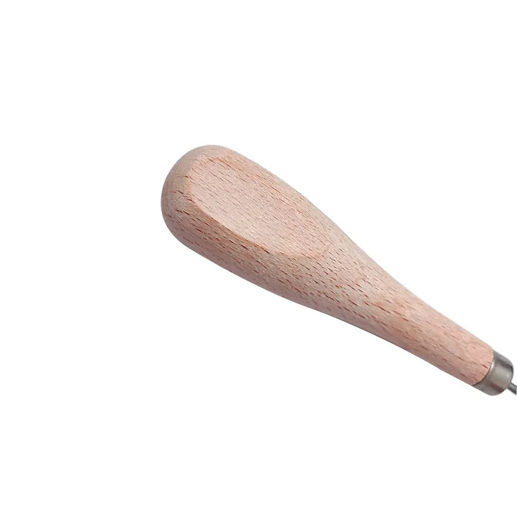 1pcs Leather Craft Wooden Diamond Rhombus handle Awl DIY Leather Stitching Sewing Punch Tool