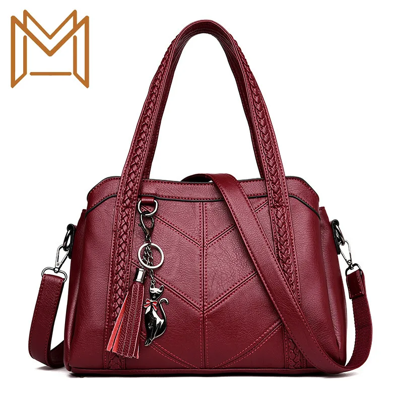 

2019 Portable Concise Temperament Split Soft Leather Single Shoulder Satchel Tide