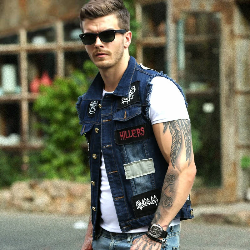biker denim vest