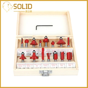 

15Pcs 1/4" Shank Router Bits Set Milling Wood Cutters Straight End Mill Trimmer Cleaning Flush Trim Router Bit Set for Wood