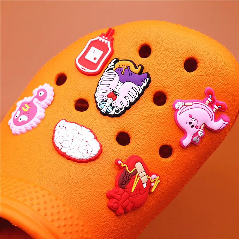 1pcs Human Organs Shoe Charms Heart Brain Stomach PVC Shoe Accessories Decoration Clog Pins Fit Party Kids Gifts