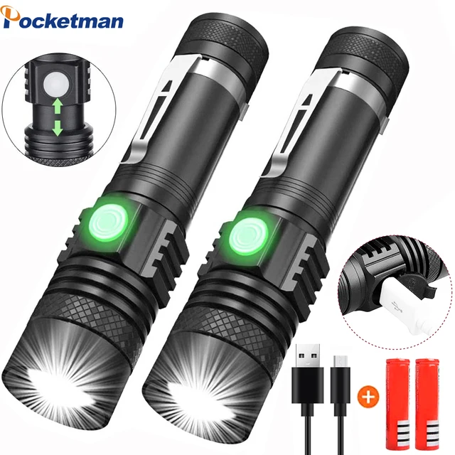 LED Torch Powerful Flashlight USB Rechargeable Flashlights Zoom Bicycle Light Torch Use 18650 Battery