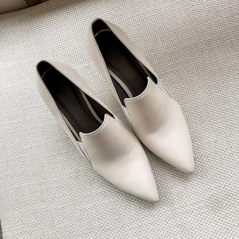 white ZVQ/Новые модные женские туфли-лодочки; сезон весна женские туфли ручной работы из натуральной кожи с острым носком на высоком каблуке Прямая поставка; Размеры 33-40 - Цвет: white