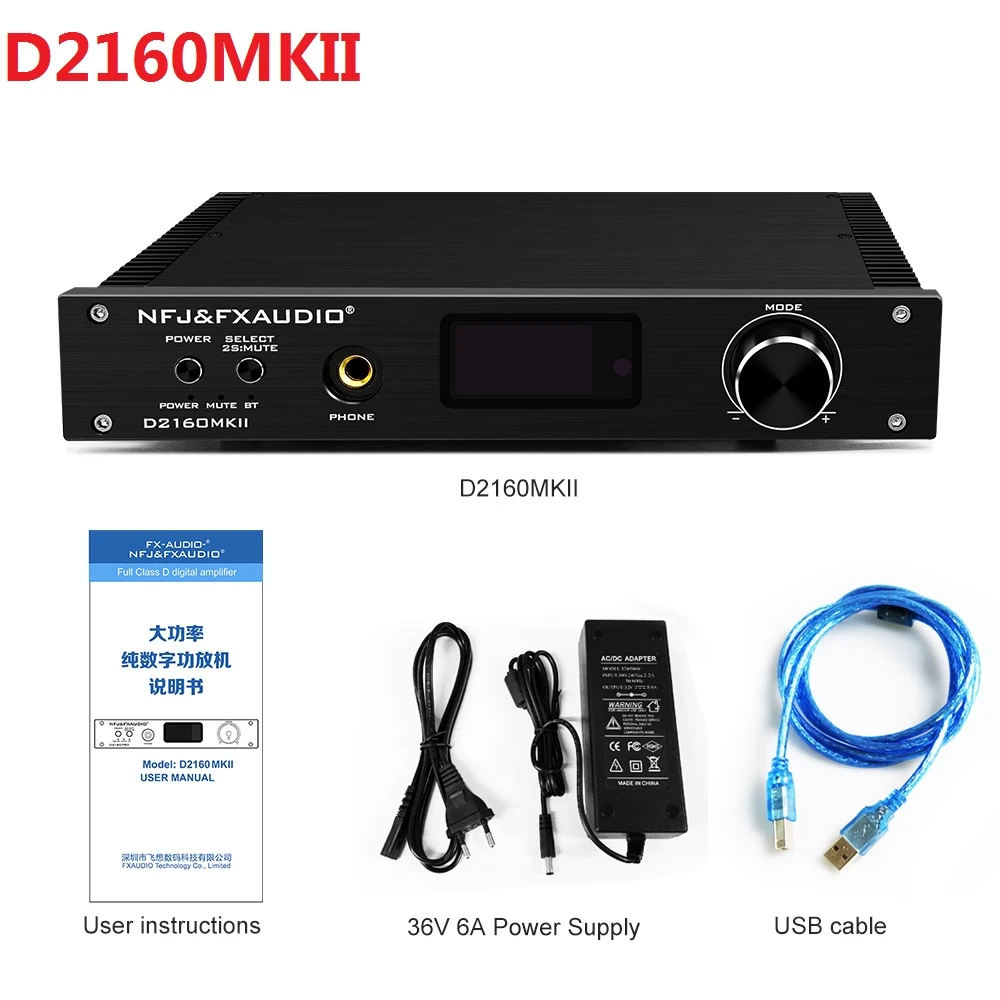 2021 FX-Audio D2160/D2160MKII TAS5548+TAS5614 Bluetooth 5.0 Full Digital Power Amplifier 150W*2 USB 24Bit/192KHz Remote Control