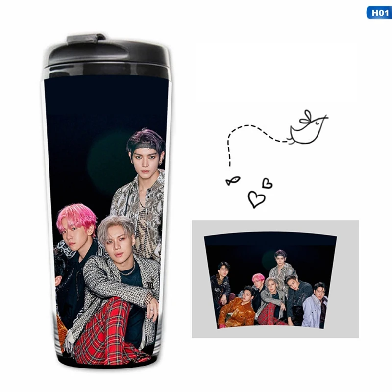 Kpop SuperM Мини альбом из нержавеющей стали чашка для воды K-pop BAEKHYUN LUCAS MARK TAEYONG TEN TAEMIN KAI двухслойная кривая чашка для бутылок