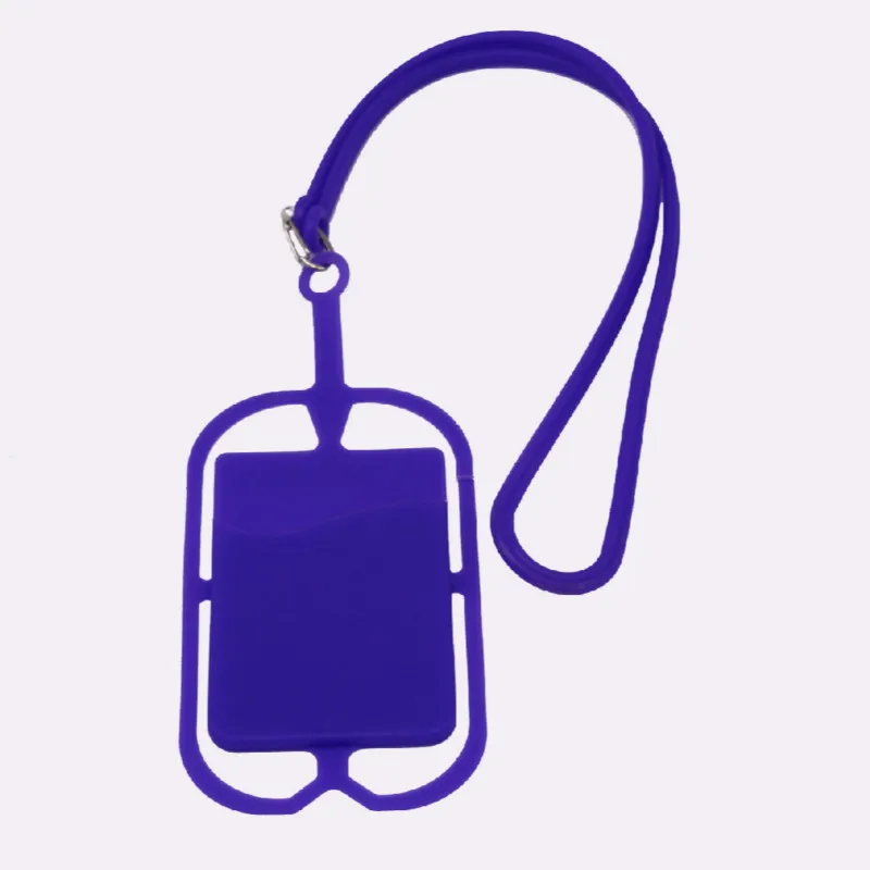 purple Силиконовый чехол для телефона с ремешком для Xiaomi IPhone 7 8 X XS huawei банк кредитные карты автобусные карты Чехол держатель силиконовый ремень для телефона - Цвет: purple