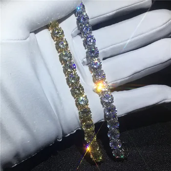 

Handmade Trendy 8mm Lab Diamond Bracelet Bangle 925 Sterling Silver Bijou Party Wedding Bracelets For Women men Hiphop Jewelry