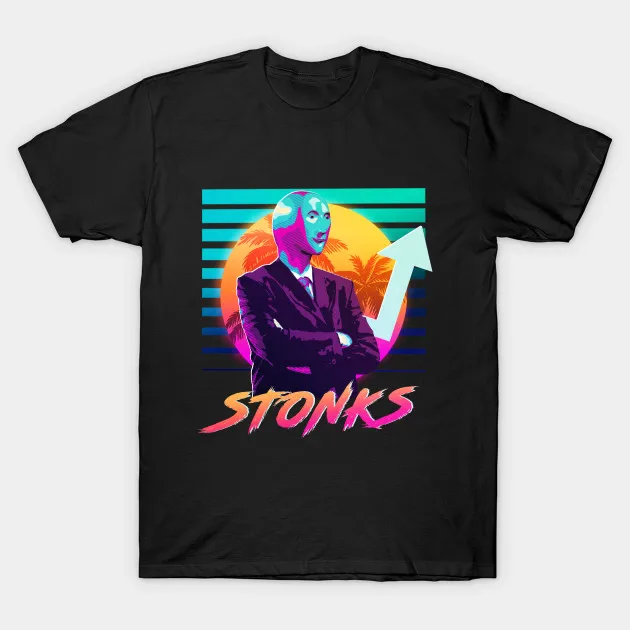 Мужская футболка Stonks Dank memes винтажная v1 Футболка женская | одежда