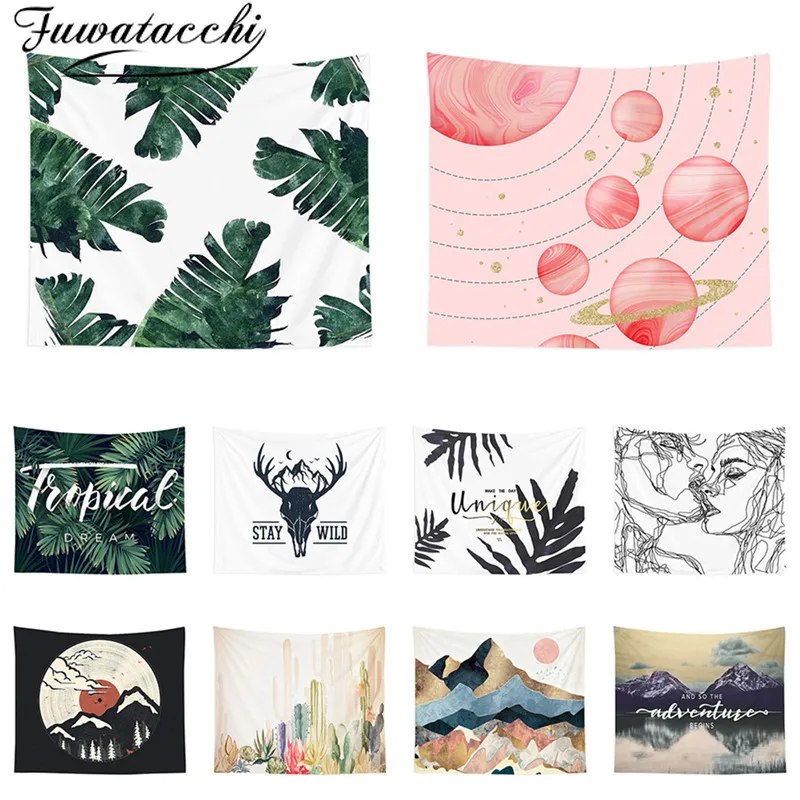 Fuwatacchi большой кактус гобелен настенный Летний зеленый Растительный одеяла из