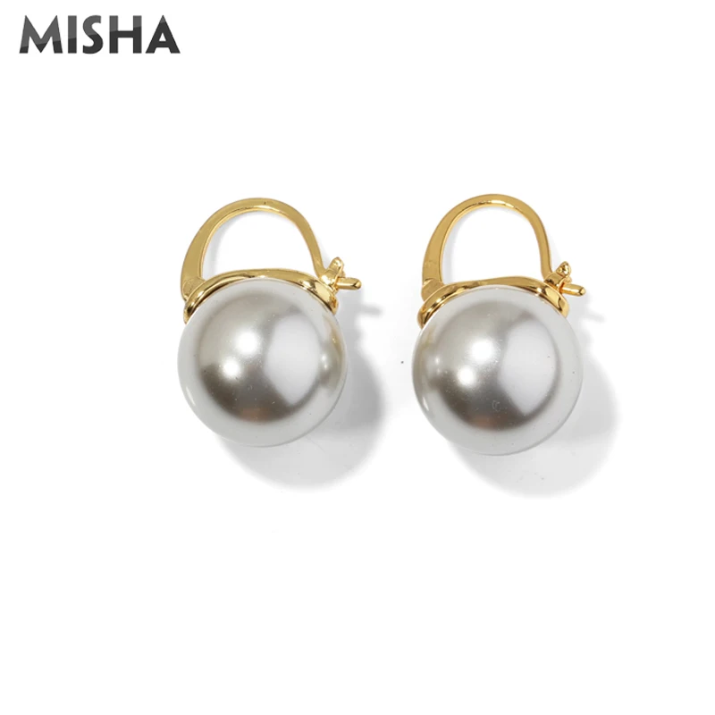 MISHA модные серьги для женщин натуральный жемчуг обруч ювелирные серьги для молодых девушек Дамы подарки 0023