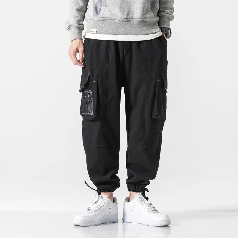 

City Where the Product 2019 Autumn Open Wire Pumping Rope Beam Foot Bib Overall Multi-pockets MEN'S Casual Pants