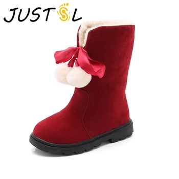 

JUSTSL Autumn Winter Children's Non-slip Boots Girls Princess Wild Keep Warm Boots Kids Snow Shoes Size 26-38
