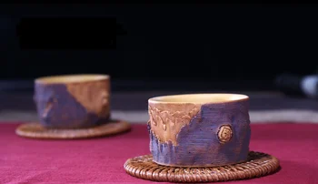 

China Yixing Zisha Pottery 30cc Duan Clay Handmade Imitation Wood Master Teacup
