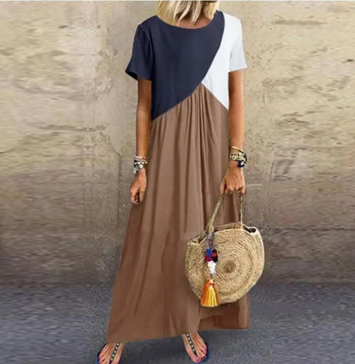 style6 Женские длинные платья макси платья для женщин vestidos Повседневные платья Пляжные Лоскутные цветные Свободные повседневные платья больших размеров - Цвет: style6