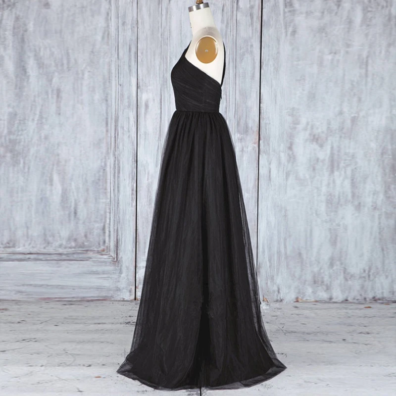 Платье подружки невесты официальное платье из тюли Vestido вечерние платья черное платье свадебное платье для гостей Sukienki Robe demoiseur D'honneur