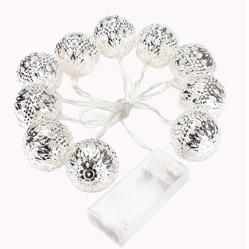 

Set of 10 1m Ball String Lanterns LED Fairy Lights Battery Operated Garden Wedding Home Party Christmas Decoration