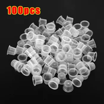 

100Pcs Plastic Microblading Tattoo Ink Cup Cap Pigment Clear Holder Container S/M/L Size For Needle Tip Grip Tattoo Supplies
