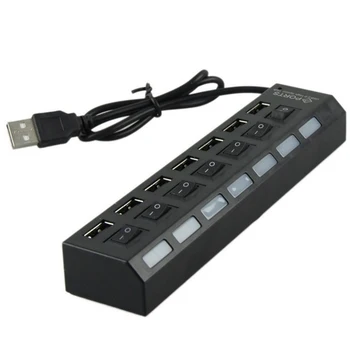 

Hot For Windows Xp/vista/7 With Individual Switch And Led Indicator 7-port Usb 2.0 Powered Hub 480mbps High Speed Splitter