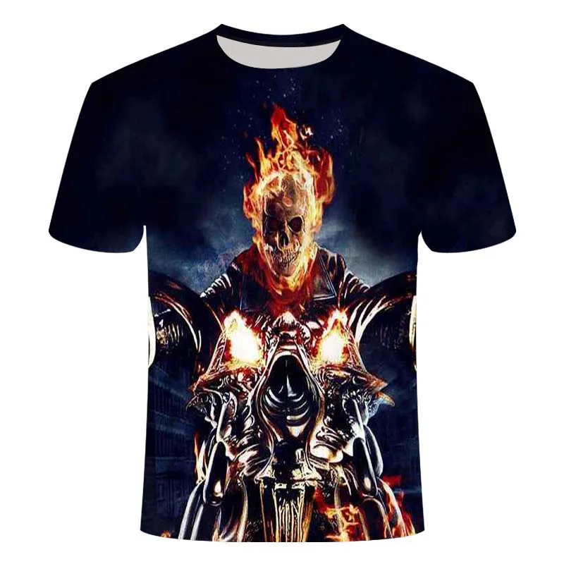 2020 New Motorcycle Skull 3dT-Shirt Men Women Fashion Hip Hop T-Shirt Streetwear Pullover T Shirt Camisetas Hombre Tops Tees | Мужская